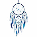 Acchiappasogni da parete 50 x 110 cm in filo e piume blu turchese - decorazione sospesa