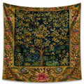 Arazzo da parete 150 x 150 cm in tessuto blu con albero floreale stile botanico