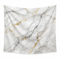 Arazzo da parete 150 x 150 cm in poliestere bianco grigio e oro effetto marmo decorativo