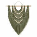 Arazzo da parete 80 x 100 cm in cotone verde salvia con frange stile boho