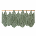 Arazzo da parete 120 x 65 cm in cotone verde salvia con frange stile boho