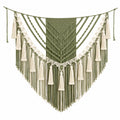 Arazzo da parete 100 x 120 cm in cotone verde oliva e avorio stile boho con frange