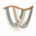 Arazzo da parete 80 x 90 cm in corda di cotone verde salvia beige e bianco con asta in legno stile boho