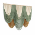 Arazzo da parete 100 x 100 cm in corda di cotone verde salvia beige e ocra - decorazione bohémien sospesa