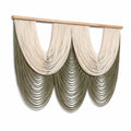 Arazzo da parete 120 x 90 cm in corda di cotone avorio e verde salvia stile boho decorativo