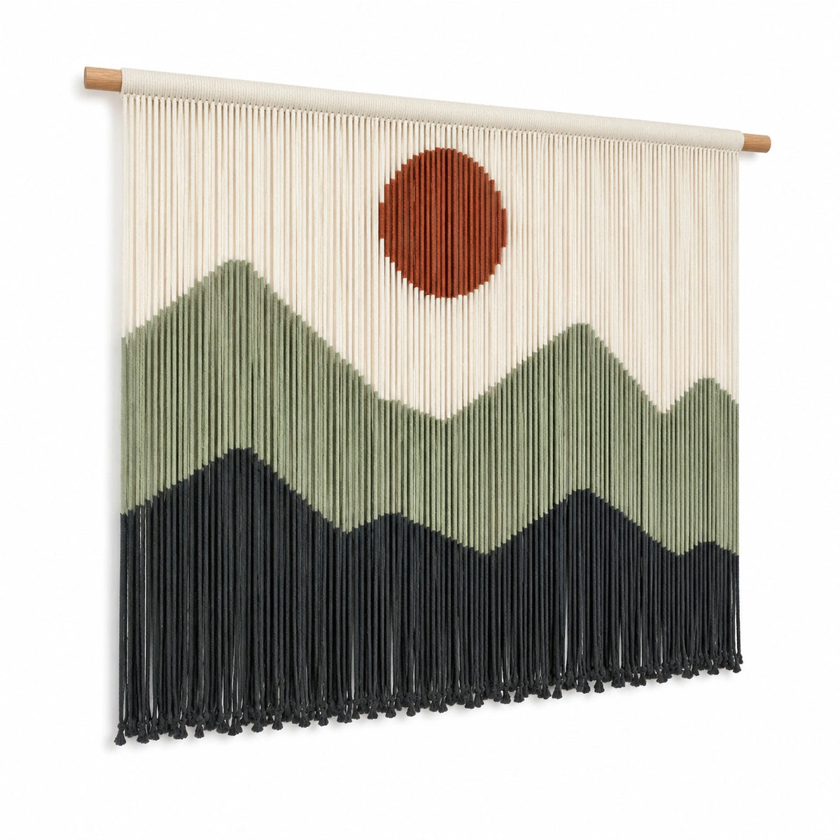 Arazzo da parete 100 x 100 cm in corda tessile multicolore con frange stile boho