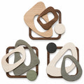 Set pannelli decorativi da parete 30 x 30 cm in legno beige marrone verde e nero stile astratto