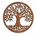 Decorazione da parete rotonda 60 cm in legno marrone con albero della vita
