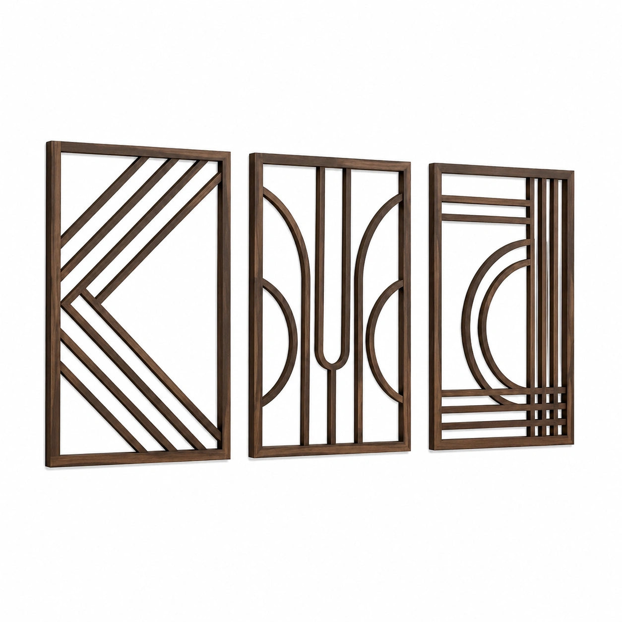 Set di pannelli decorativi da parete 40 x 80 cm in legno marrone stile geometrico