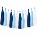 Ghirlanda con nappe 300 cm in carta blu navy azzurro e bianco per feste